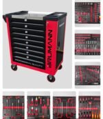 Brumann werkplaatswagen – 8 laden, 6 gevuld + zijkast + 2 momentsleutels – Image 15