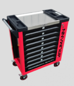 Brumann werkplaatswagen – 8 laden, 6 gevuld + zijkast + 2 momentsleutels – Image 6